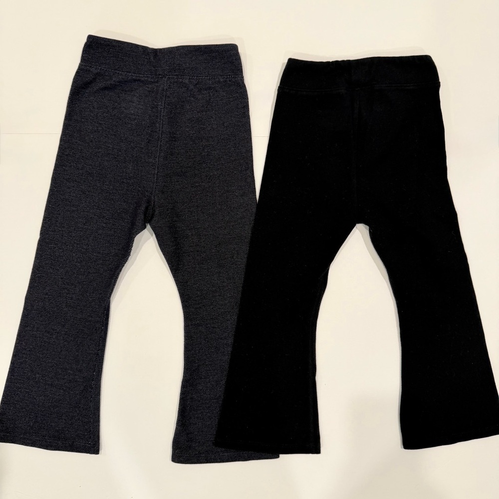 Cat & Jack Toddler Girls Flare Leggings - Black & Faux Denim - 2 Pack - 3T - Picture 2 of 4